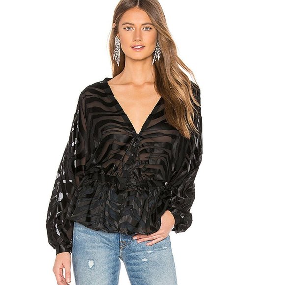 L'Academie Tops - 2 FOR $30! NWT L’ACADEMIE The Diane Black Tiger Print Blouse